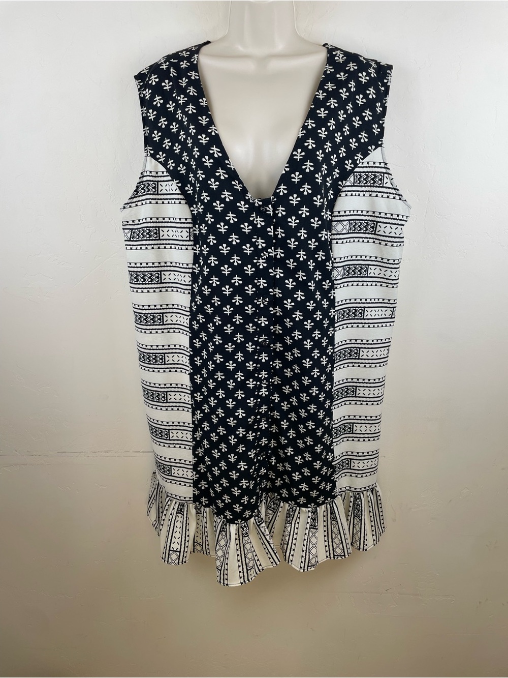 ASOS Black and White Patterned V-Neck Dress